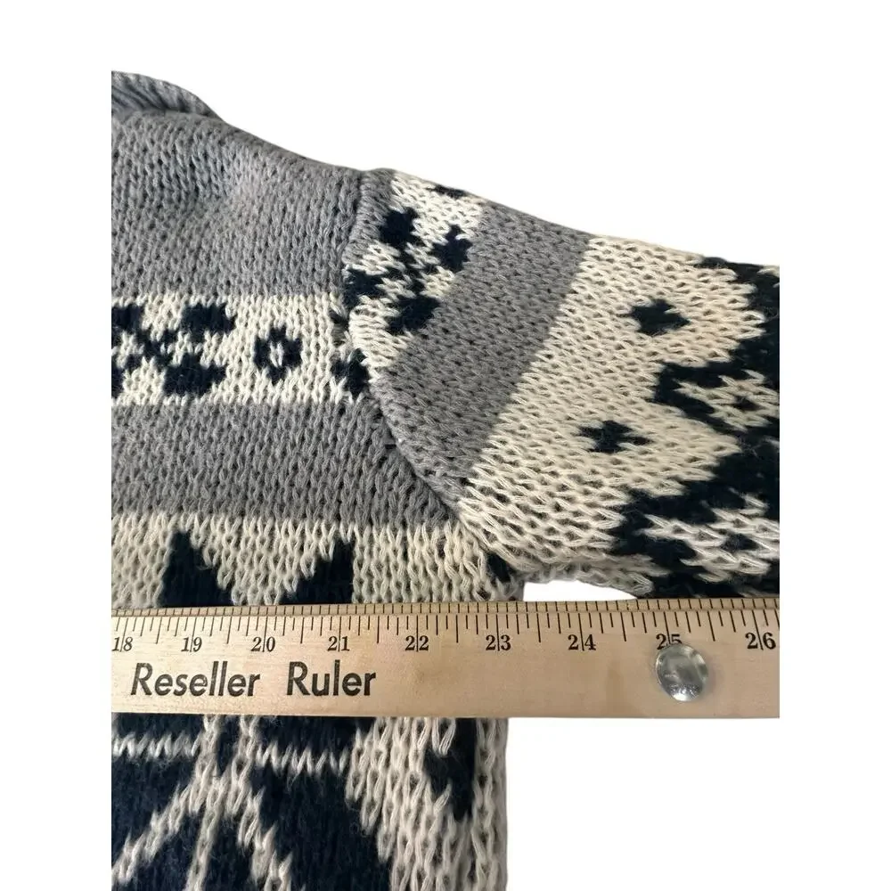 Grey Bandit Full Zip Cardigan Knit Sweater Snowflakes Heavy Women’s Size M - Picture 4 of 11